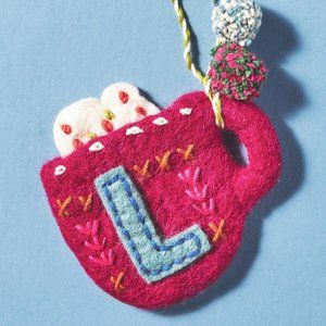 Anthropologie Snow Day Monogram Felted Ornament - Letter L